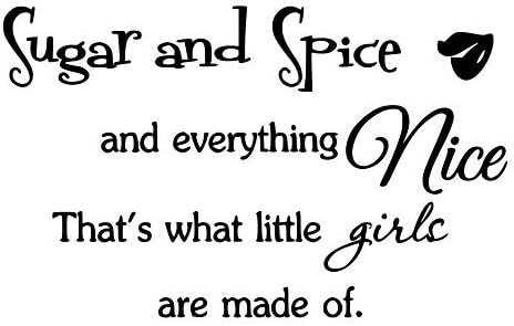 LoveDecals Sugar and spice and everything nice That's what little girls are made of. Vinyl Wall Art Inspirational Quotes and Saying Home Decor Decal Sticker Steamss