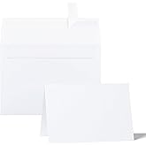 Packpal Blank Cards and Envelopes 5X7, 50Pack Self Seal White Fold Cardstock with Envelope for Wedding Invitation, DIY Note,