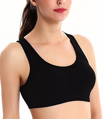 W WILD X WildX Sports Bra Pullover High Impact Activewear Support For Yoga/Workout/Gym (Medium, Black)