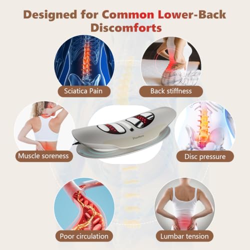 Smart Lower Back Massager, Rechargeable Lumbar Traction Massager, Electric Heated Lumbar Massager for Lower Back Pain, 3 Level Vibration Massage and Heat, Vibration & Adjustable Traction