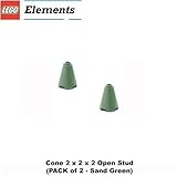 Lego Parts: Cone 2 x 2 x 2 Open Stud (PACK of 2 - Sand Green)