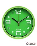 Axeton Silent Non Ticking Decorative Modern Wall Clock, 7 Inches, Green styled, AA Battery Operated