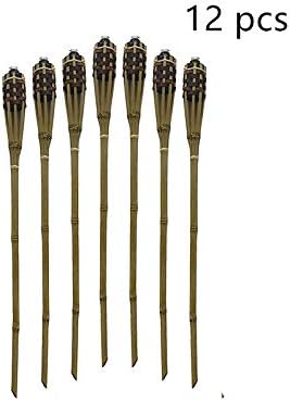 UniEco Set of 12 Includes Metal Oil Canisters- 48" inch Long Bamboo Torches Brown Color Without Kerosene