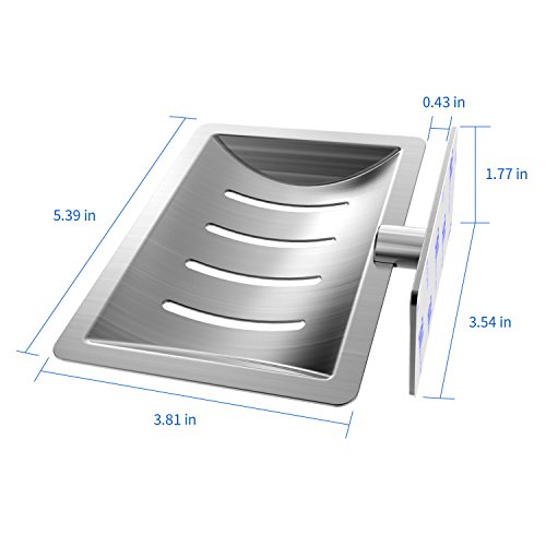 Soap Dish E-Ling Adhesive Soap Holder Brushed Soap Dish Holder for Bathroom/Kitchen /Tile /Shower Wall Mounted - Thumbnail 3