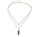 Jewelry Gemstone Rock Natural Crystal Quartz Healing Point Chakra Stone Gold-plated Choker Pendant Necklace (Deep-blue)
