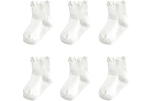 Zumou Toddler Anti Slip Non Skid Socks Baby Little Girls Frilly Ruffle 6 Pairs