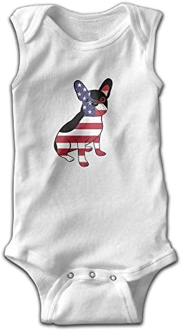 Sleeveless American Flag French Bulldog Unisex Toddler Cute Onesies Bodysuit Romper Outfits 6 M