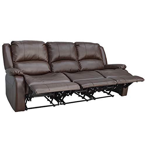 RecPro Charles Collection | 80" Triple Recliner RV Sofa & Drop Down Console | RV Zero Wall | Wall Hugger Recliner | RV Theater Seating | RV Furniture | RV Living Room (Slideout) Furniture | Mahogany - Thumbnail 4