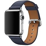 For Apple Watch 42MM, Sunfei Single Tour Genuine Leather Band Bracelet Watchband (Dark Blue)