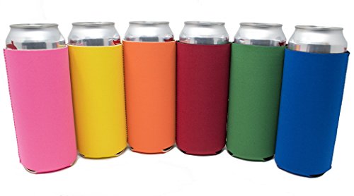 TahoeBay Tallboy Can Coolers (6-Pack) 24oz Neoprene Beer Sleeves for Large Cans - Bulk Blank Energy Drink Coolers (Multicolor)