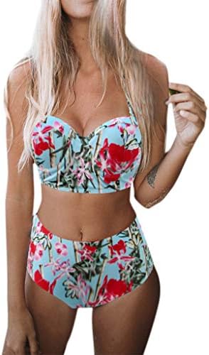 MIRRAY Womens Padded Push-up Bra Bikini Set Plus Size Ladies Swimsuit Halter Bathing Suit Woman Swimwear Bandage Beachwear Watergym Sport Swimming