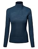MBJ Womens Textured Knit Turtleneck Long Sleeve Pullover Sweater - Made in USA
