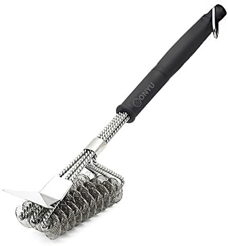 BBQ Grill Brush, Stainless Steel Barbecue Cleaner with Scraper,100% Safer Choice No Bristles in Your Food for Porcelain