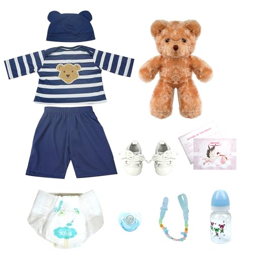 Brastoy Bebê Reborn Boneca Menino Silicone Olhos Castanho 48cm (Urso Menino 48cm)