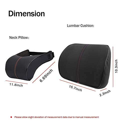 image for Anyshock Car Headrest Lumbar Pillow Neck Back Support 100% Memory Foam