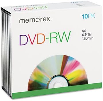 Memorex 10 Pack 2x DVD-RW Recordable Disc Spindle 4.7GB Rewriteable Media