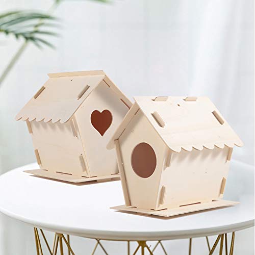 Vannana 2Pcs DIY Bird Houses Craft Kit for Ages 3-18,Build and Paint Birdhouse,Wooden Arts for Supplies Party Favors for Girls& Boys,Includes Paints,Brushes,Glue,Stickers,Apron(Random Stickers)