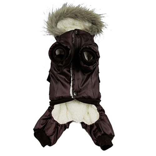 Gimilife USA Pet Air Force Costume, Cotton Warm Coat with Hood Winter Clothes for Puppy or Cat