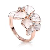 Fashion Plaza Christmas Gift White Flower Ring with Five Crystals R180