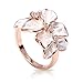 Fashion Plaza Christmas Gift White Flower Ring with Five Crystals R180
