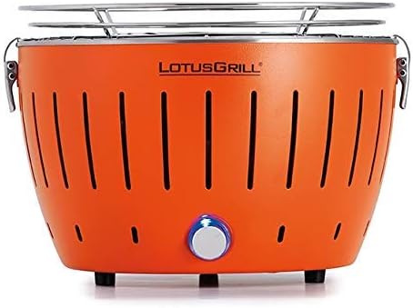 LotusGrill Small Compact Smokeless Charcoal Grill USB Power Tangerine Orange