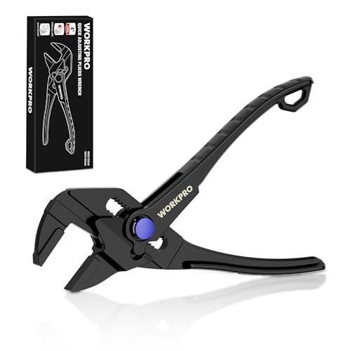 WORKPRO Adjustable Wrench Pliers 108 mm, Wrench Type Pliers with Self-adjusting Jaw, Max Opening 20 mm, Non-Slip Handle, for Nuts and Pipes
