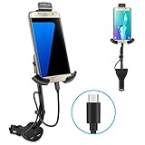 AUOPLUS Gooseneck Car Outlet Mount Cigarette Lighter Phone Holder Charger with Built-in Charging Cord for Samsung Galaxy and More Android Smartphones