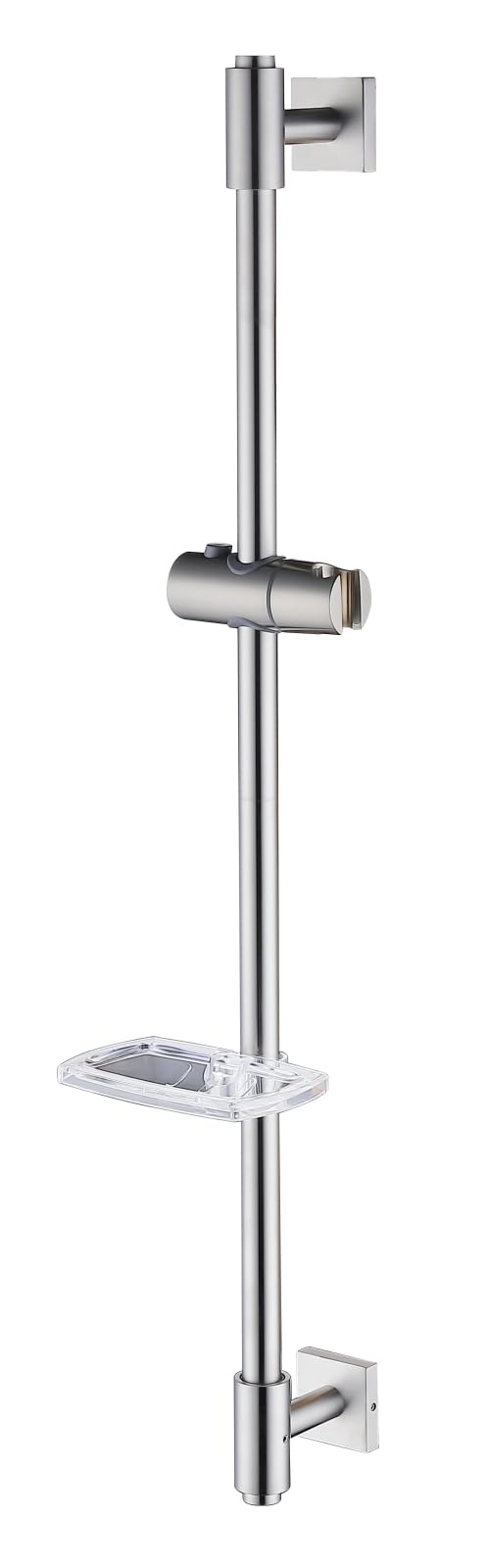 HomeHeng Shower Riser Rail 80CM, Wall Mounted Shower Slide Bar with Soap Dish Bracket Brushed Nickel Adjustable Shower Head Holder Bar for Bathroom, H811-80BN