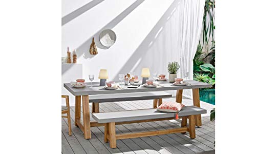 Gartentisch Beton - Tisch für ca. 10 Personen - Holz Polystone - Grau Natur - ca. L250 x B100 – Bild 3