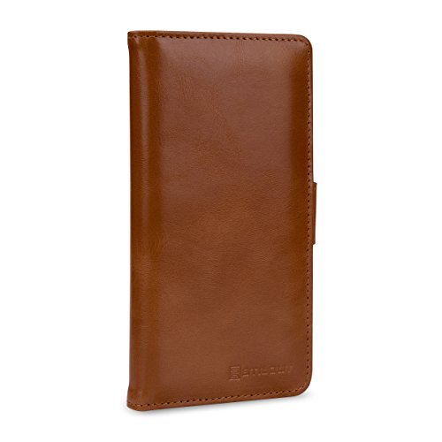 StilGut Google Pixel 2 Case, Wallet Flip Case With Built-in Credit Card Slots, Made of Leather, Cognac Brown - Thumbnail 4
