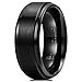 THREE KEYS JEWELRY Mens 8mm Black Titanium Zirconium Wedding Band Textured Brushed Flat Comfort Fit Ring