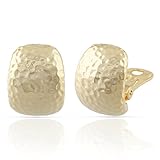 JanKuo Jewelry Gold Tone Clip On Earring Hammered Style