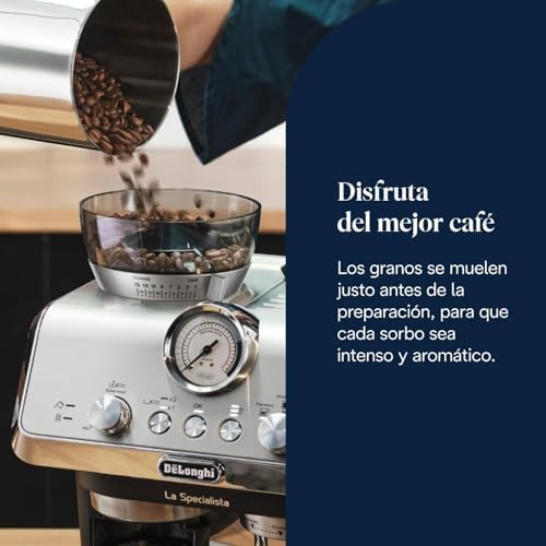 Perfetto La Specialista Arte, Máquina de Café Espresso y Cappuccino con Bomba, Máquina de Café en Grano, 3 Recetas Predefinidas, 8 Ajustes de Molienda, EC9155.MB, Metal/Negro