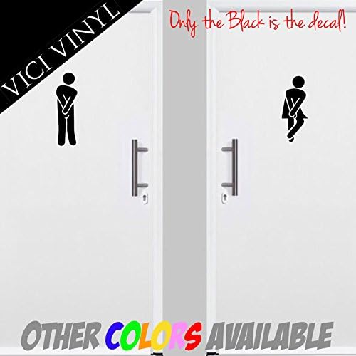 Bathroom Door Sign Male Female Guys Girls Decal Sticker Sign Store Door Coffee shop cafe Vinyl Die Cut Funny Resturant M F