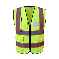 MLX Reflective Vest, Building Construction Safety Protective Clothing Green Security Fluorescent Vest (Color : Fluorescent yellow)
