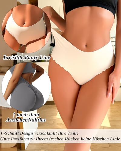 Sth Big Unterhosen Damen Nahtlose Hohe Taille Seamless Slips Damen High Waist Unterwäsche Frauen Bequem Hipsters Pantys Ohne Abzeichnen Taillenslip Nahtlos Underwear Women Slips Mehrpack 6 thumbnail 2