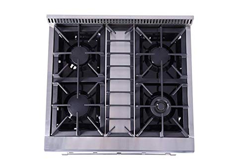 Thor Kitchen HRG3080U 30" Freestanding Professional Style Gas Range with 4.2 cu. ft. Oven, 4 Burners, Convection Fan, Cast Iron Grates, and Blue Porcelain Oven Interior, in Stainless Steel - Thumbnail 7