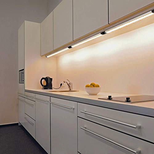 CNSUNWAY LIGHTING LED Under Counter Lighting Fixture, 12 Inches Dimmable Light Bars, 32W 2400LM Super Bright, 5000K Daylight for Kitchen,Cabinet,Shelf Lights, Plug and Play, Dimmer Included -4 Pack