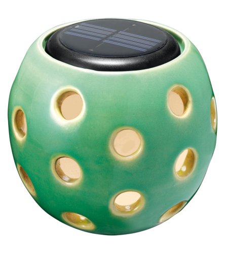 Smart Solar Ceramic Solar Sphere, Glazed Green