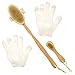 Spa's Premium Body and Face Exfoliating Set with Detachable Handle Body Brush, Face Brush & Exfoliating Glove - Premium Boar Bristles for Dry Brushing