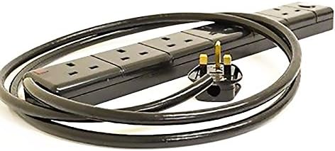 SMJ Electrical S6WI5C Individually 6 Socket Switched Surge Protector Clam of 5 m (Black), 3120 W, Multi Metre
