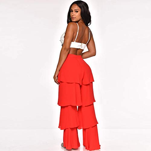 Fashion Women's Ruffle Layered Bell Longs Casual Flared Trousers Dance Pants - Thumbnail 2
