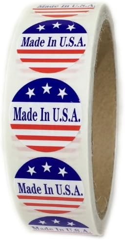 Red, White and Blue "Made in U.S.A." 3 Stars Labels - 1" diameter - 500 ct