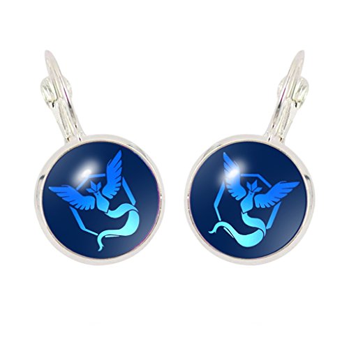 JoyplancraftAnime Pocket Monster Earrings Go Team Mystic,Valor, Instinct Cabochon Dome Earrings (Mystic)