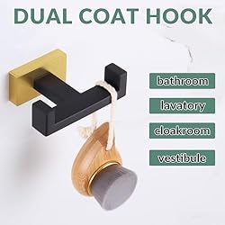 APLusee Double Towel Robe Hook Black