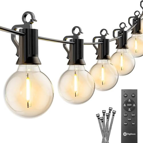 Brightown Outdoor String Lights with Remote, 58 Ft Globe Patio Lights with 25 LED G40 Shatterproof Bulbs, 4 Lighting Modes, Waterproof Connectable Commercial Hanging Light for Outside Backyard