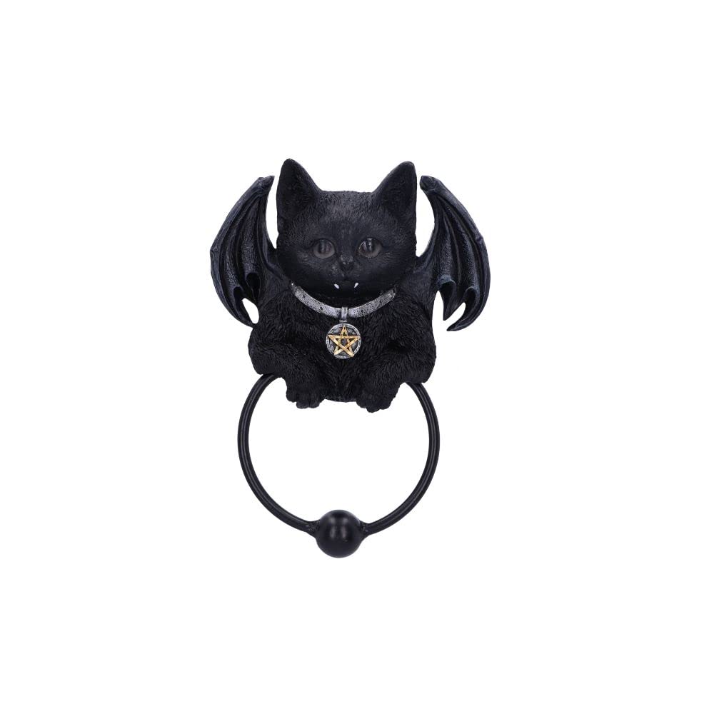 Nemesis Now Vampuss Cat Door Knocker 20cm, Resin, Black, Black Bat Cat Door Knocker, Vampuss Vampire Cat, Witch Gift, Halloween Decoration, Cast in the Finest Resin, Expertly Hand-Painted