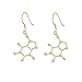 Caffeine Molecule Earrings, Happiness Neurotransmitter Earrings, Organic Chemistry Jewelry for Science Lovers and Science Major (E:silver earrings)