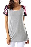 Bzonly Women Floral Print T Shirts Short Sleeve Summer Casual Tee Tops
