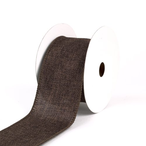 Creative Ideas Wired Burlap Ribbon, 2-1/2-Inch, Brown